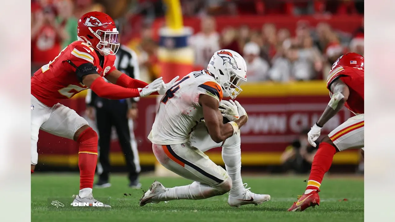 Courtland Sutton (14) during the Broncos' Week 17 game against the Kansas City Chiefs at GEHA Field at Arrowhead Stadium in Kansas City, Missouri on December 25, 2025. Photo by Ben Swanson / Denver Broncos