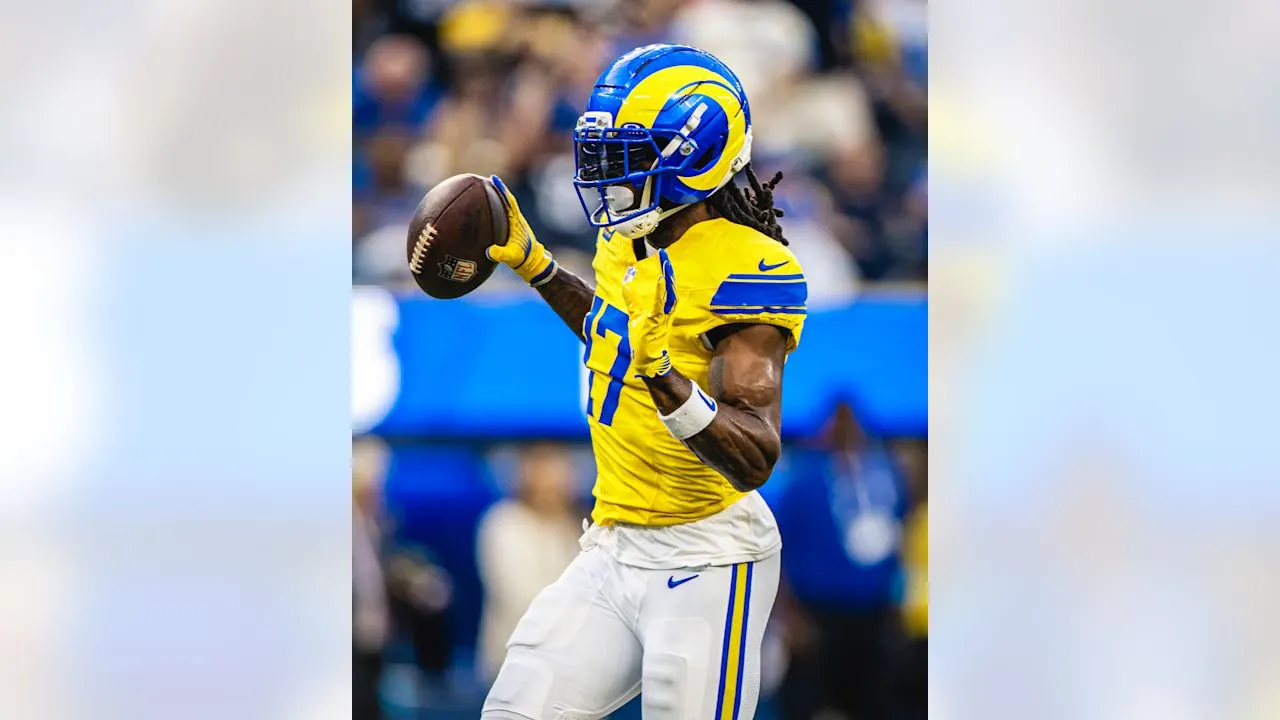 Wide receiver Davante Adams (17) during the regular season game against the New York Giants on Monday, Sept. 21, 2026, at SoFi Stadium in Inglewood, CA. (Brevin Townsell /Los Angeles Rams)